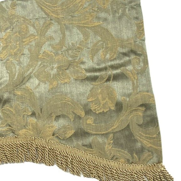 2 Luxury Green & Gold Valances Curtains Fringe - Picture 6 of 6